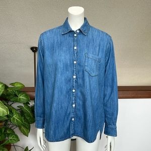 Old Navy Women's Chambray Cotton Denim LS Boyfriend Button Down Shirt XS